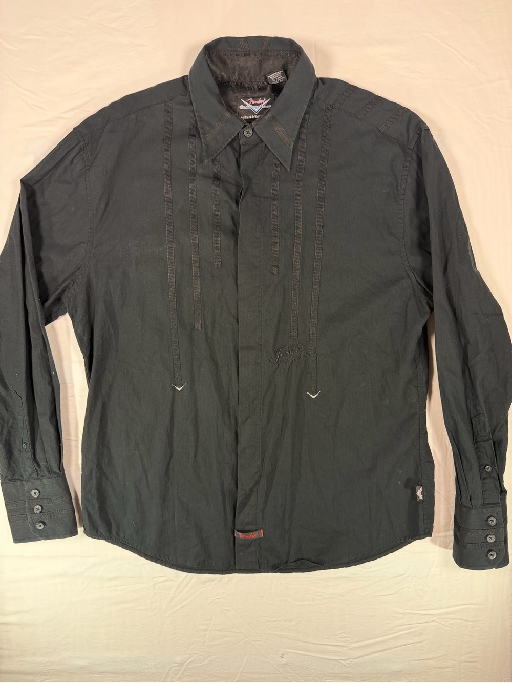 Fender Custom Shop Rock & Roll Religion Button Shirt Men’s L Black Cotton